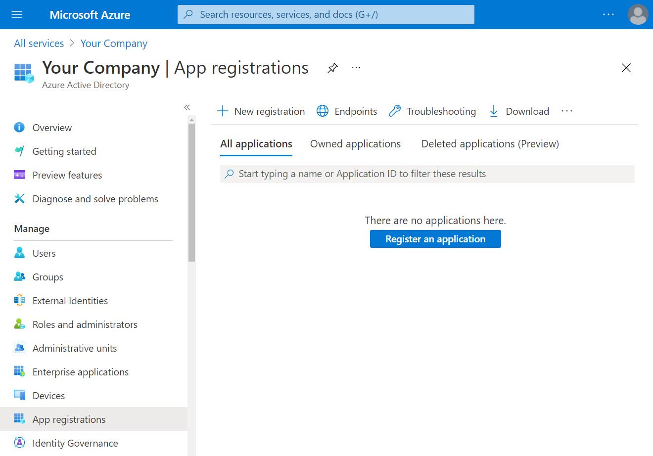 Creating Azure app