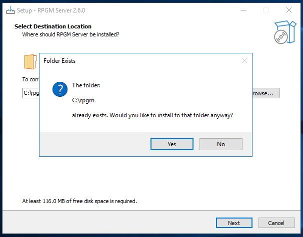 Selecting files destination