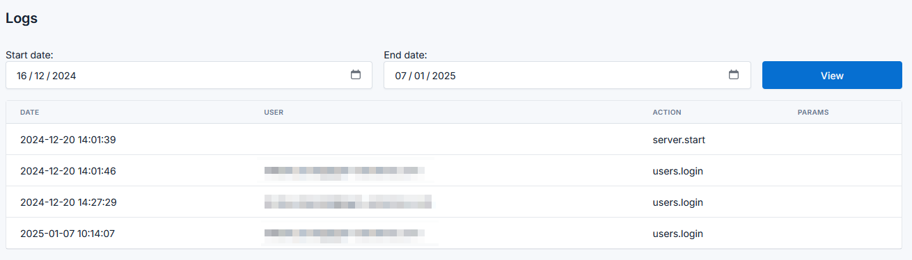 Log page