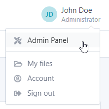 Accessing admin panel