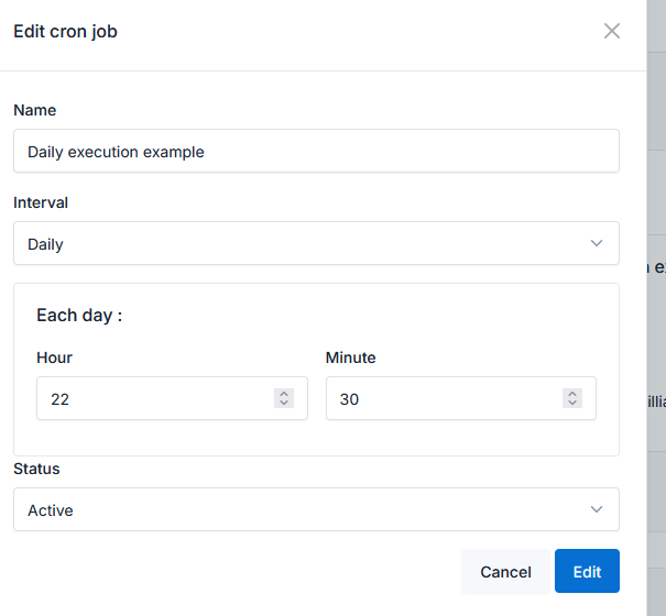 Cron job settings