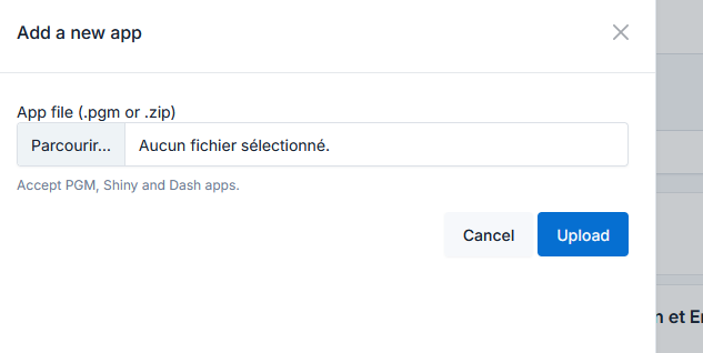 Form to upload a new app